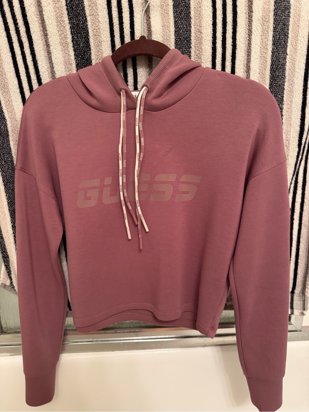 Guess Mauve Pullover Hoodie with Subtle Logo